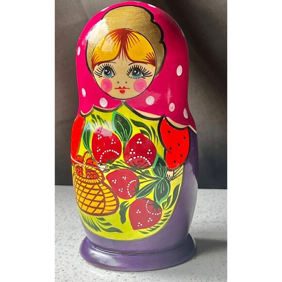 Handmade Other - Hand-Painted Russian Matryoshka Nesting Dolls Set Of Five 6.5” tall Gift